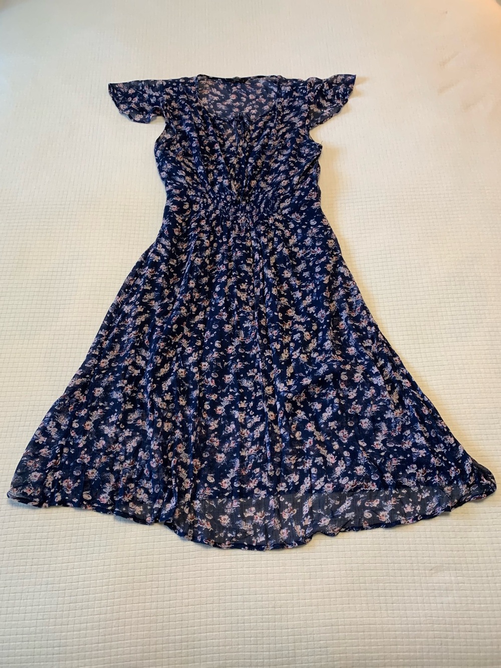 Lucky Brand blue floral print layered dress